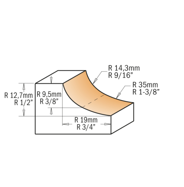 FRESA ROUTER 1/2 CAÑA HM D25.4 T1/4 I12.7 R8 - Imagen 2