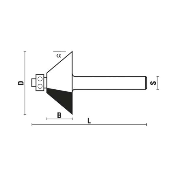 FRESA ROUTER CANTEADO CHAFLAN 45° S=1/4 (6.35) D=35MM B=18MM L=57MM Z=2 - Imagen 2